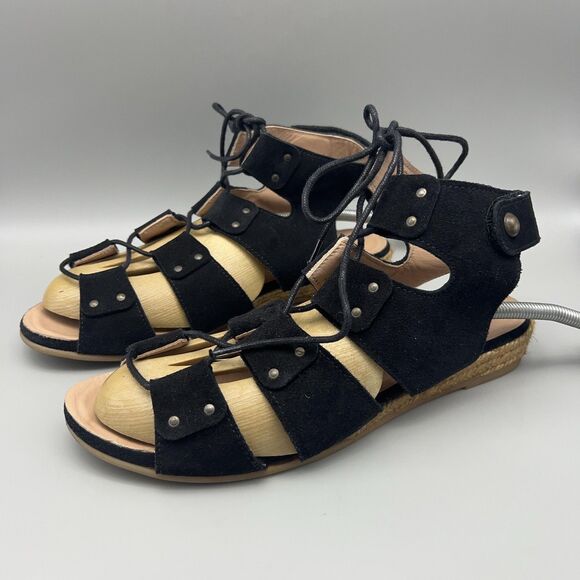 Eric Michael Sandals Womens Size 9 Gladiator Lace Up Espadrille Handmade EU 40 - Picture 1 of 12